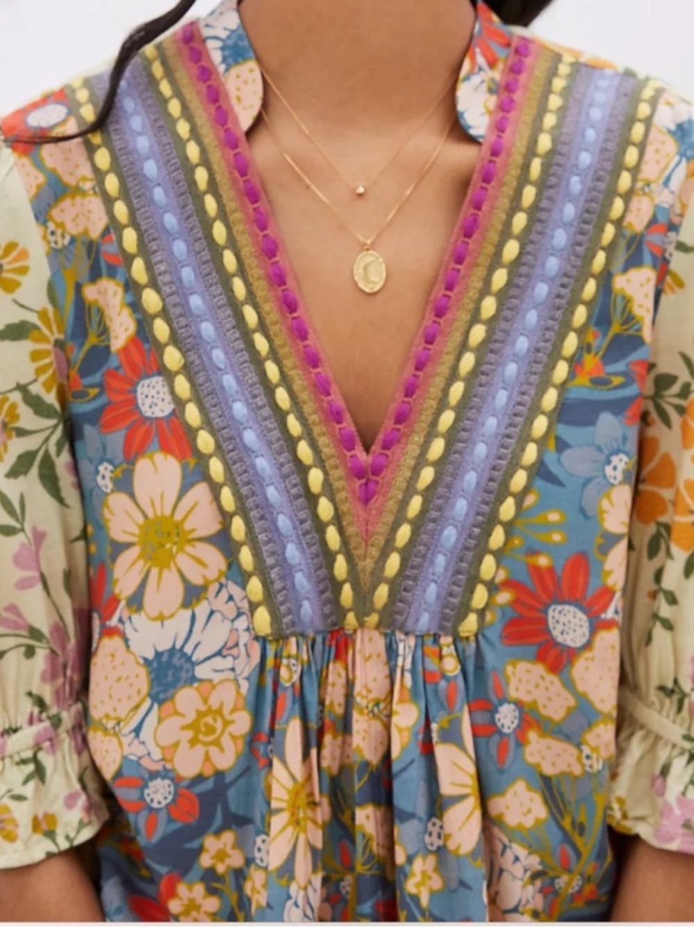 Anthropologie BI-nk Stephanie top boho flowers artsy Size Small - Picture 4 of 13